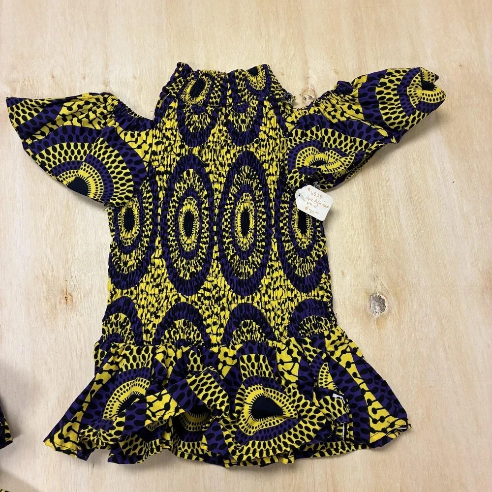 Pants Set Girls 8-9 Years Multicolor Pattern Print Ruffle Top Bell Bottom Pants